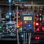 Elektryk pokazuje, jak podłączyć włącznik podświetlany 4 nóżki (piny). Widać podłączenie kabla N (niebieskiego) do zasilania podświetlenia LED.
